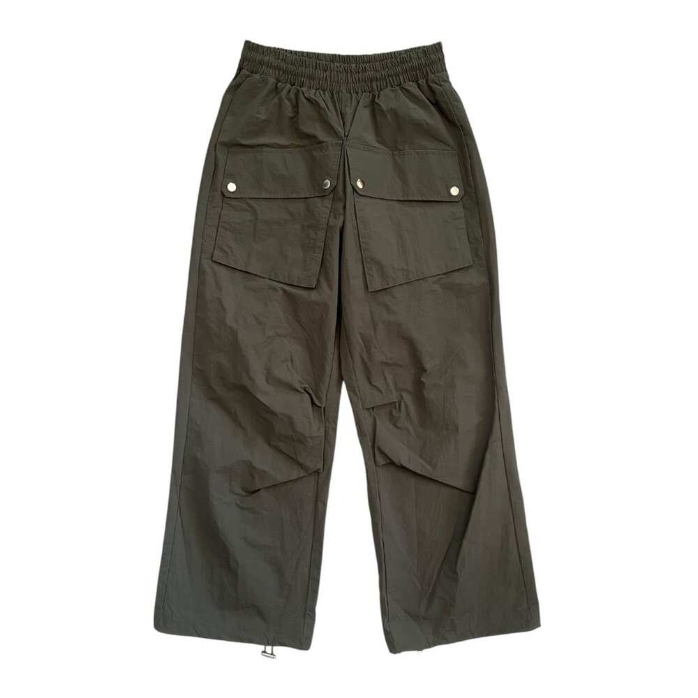 BY.DYLN Cargo Wide Leg Pants Green Small Utility Streetwear Gorpcore Nylon